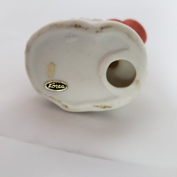 Ceramic Hand Painted Figurine Duck Orange Top Hat Egg 2" x 2" Korea Sticker - Picture 7 of 7